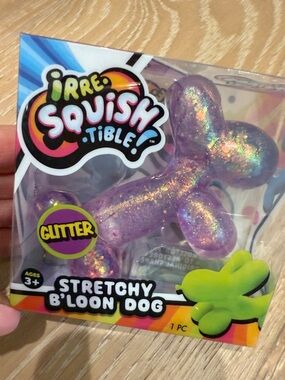 Irre Squish: Glitter Purple Stretchy Balloon Dog-Viral